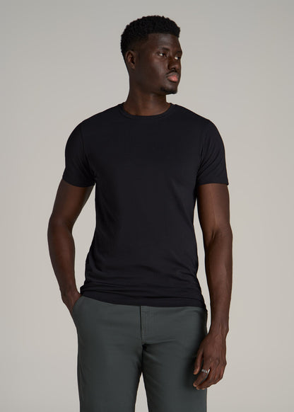 The Essential Modern Fit Crewneck Tee for Tall Men in Black
