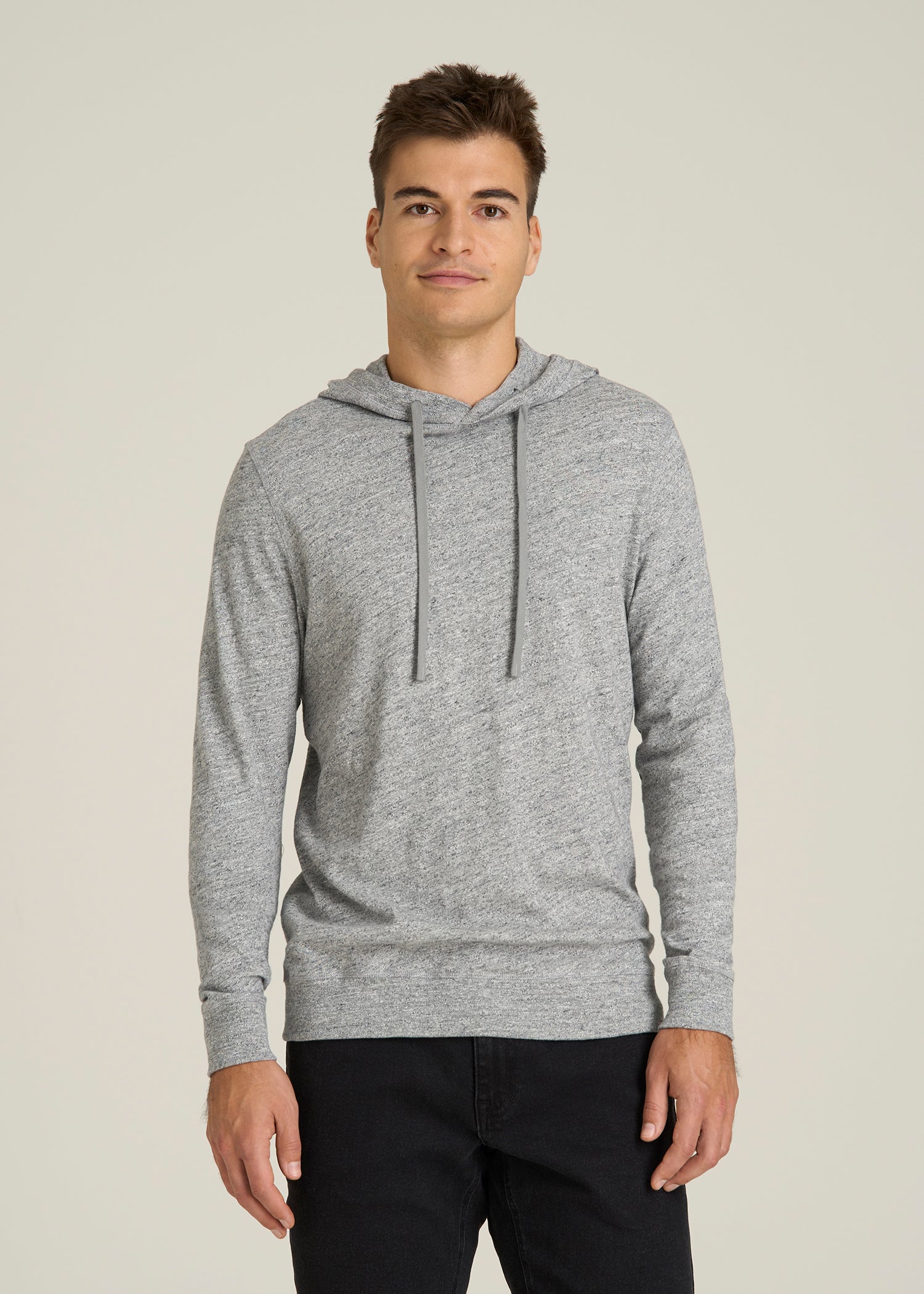 Sunwashed Slub Pullover Hoodie for Tall Men in Heathered Grey