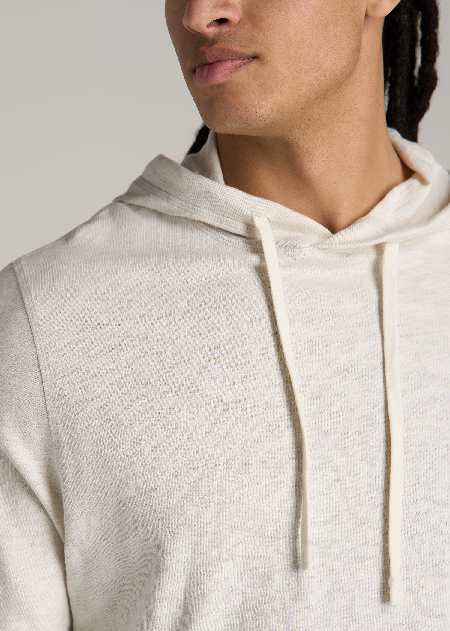 Sunwashed Slub Pullover Hoodie for Tall Men in Heathered Oatmeal