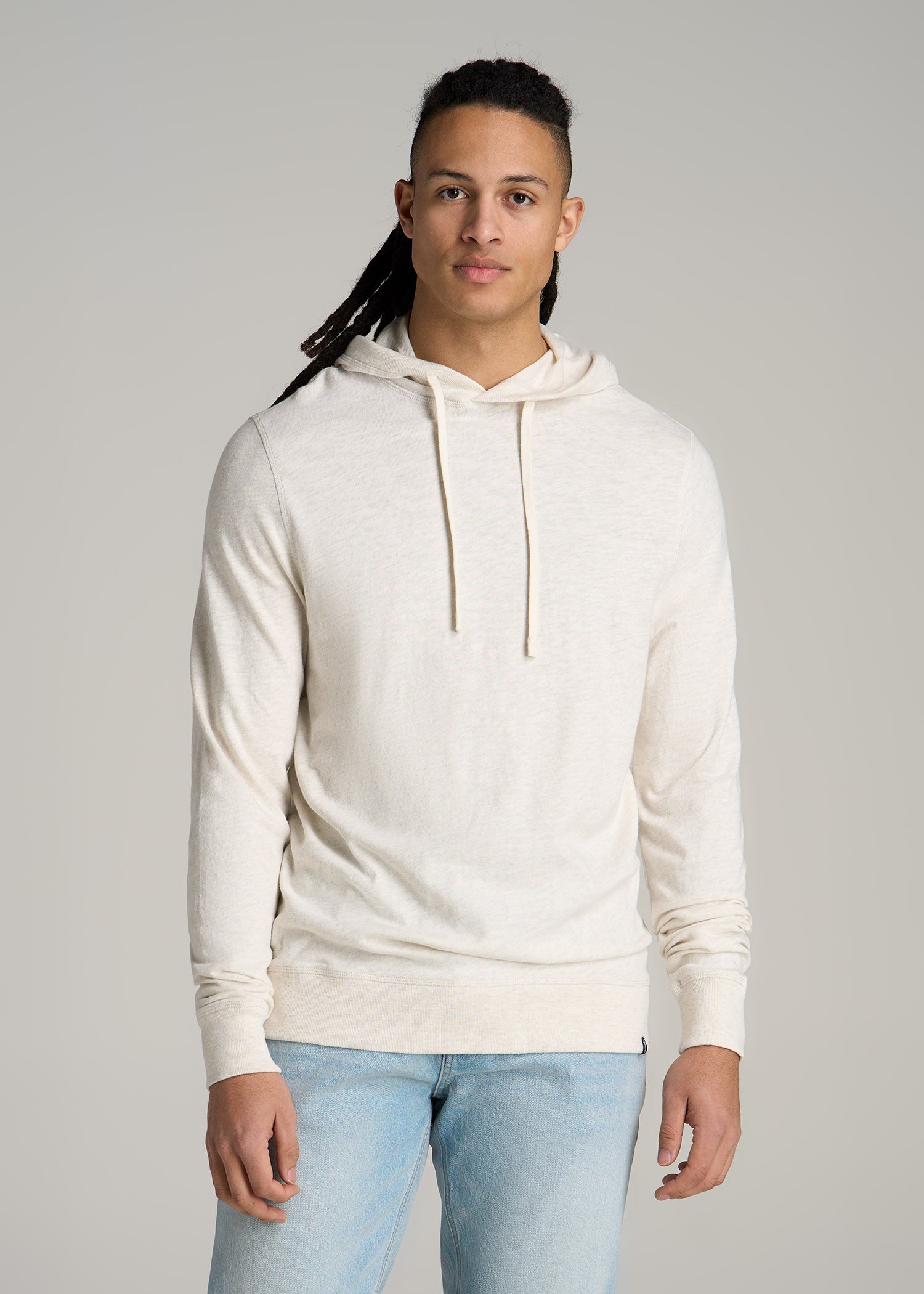 Sunwashed Slub Pullover Hoodie for Tall Men in Heathered Oatmeal