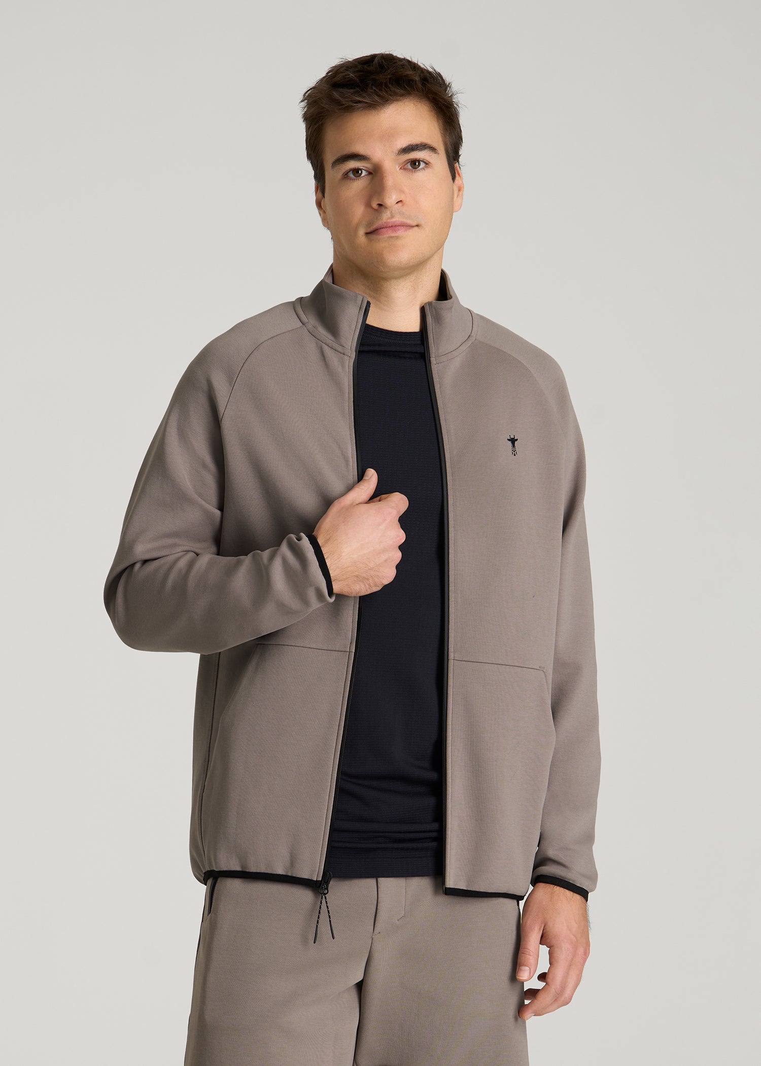 Tech Motion Fleece Full-Zip Sweatshirt for Tall Men in Portobello