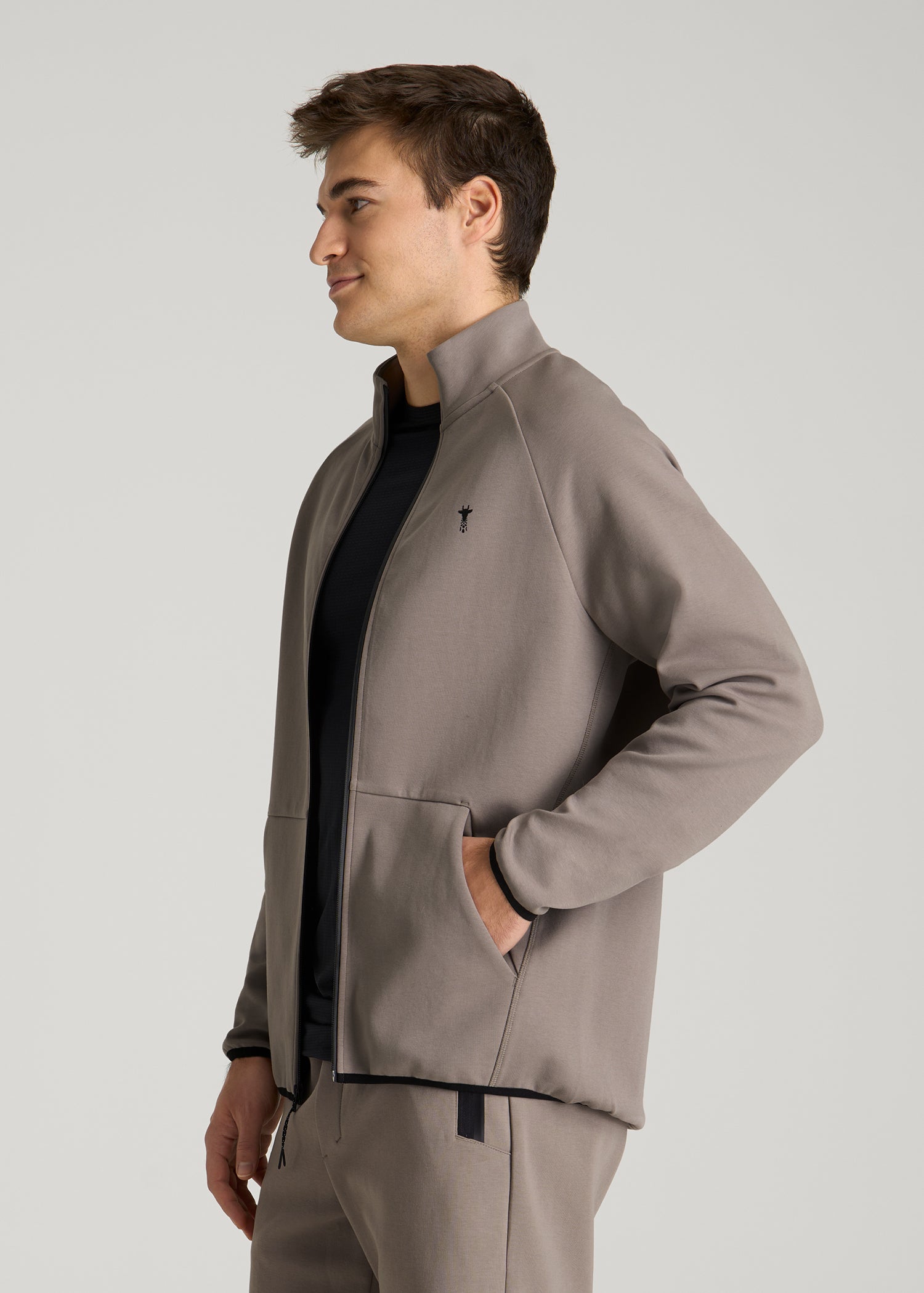 Tech Motion Fleece Full-Zip Sweatshirt for Tall Men in Portobello