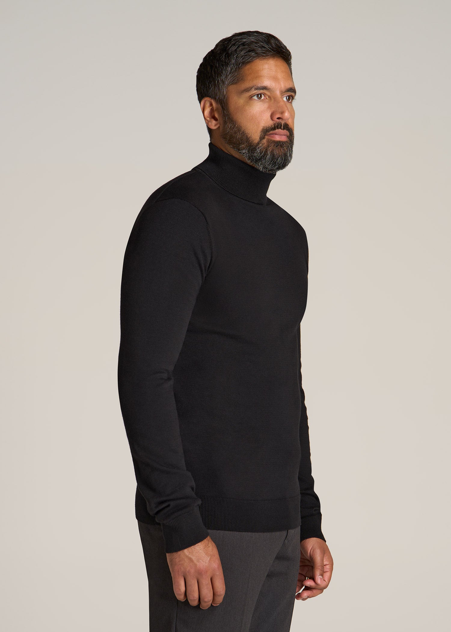 Turtleneck Sweater for Tall Men in Black