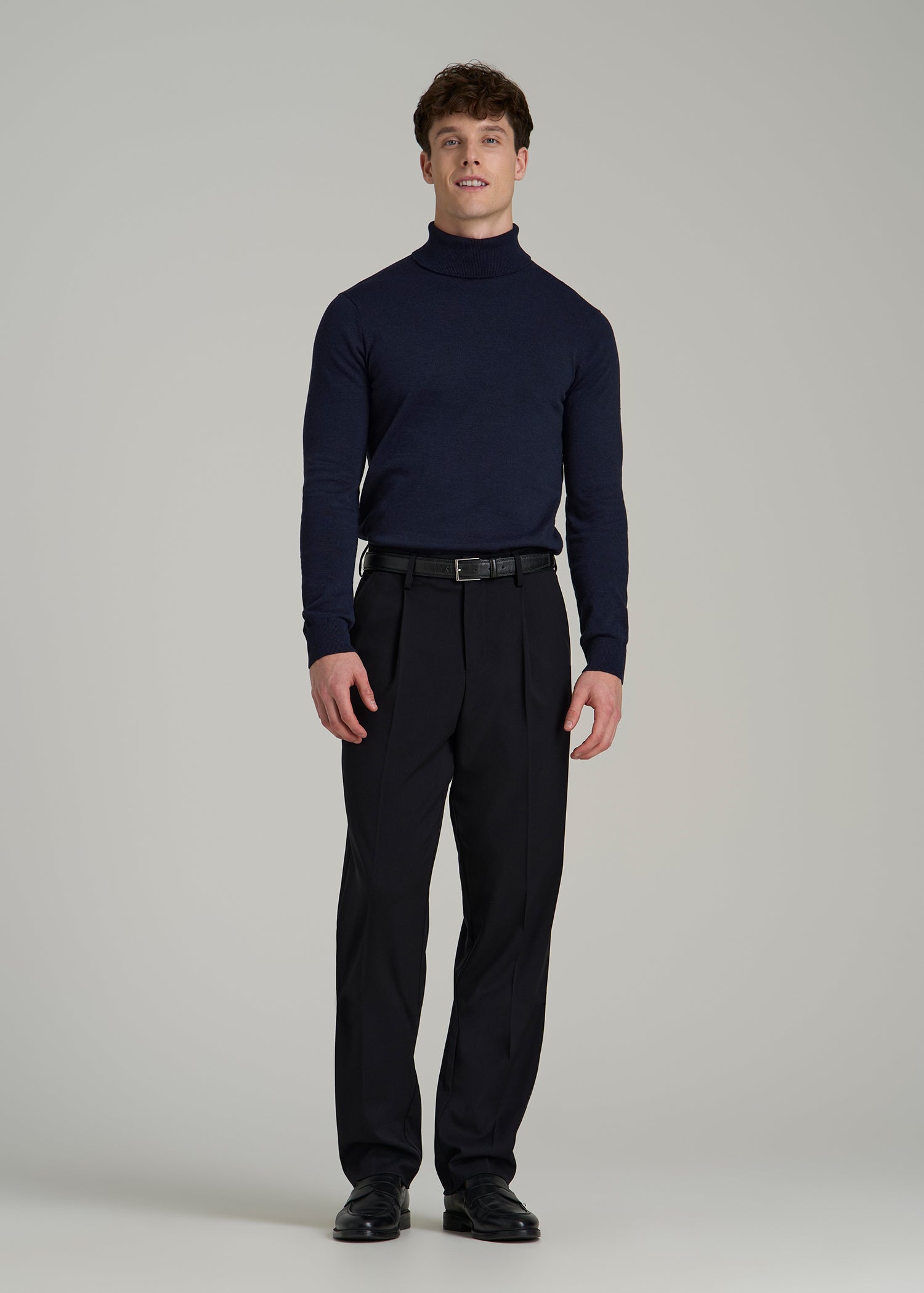 Turtleneck Sweater for Tall Men in Patriot Blue