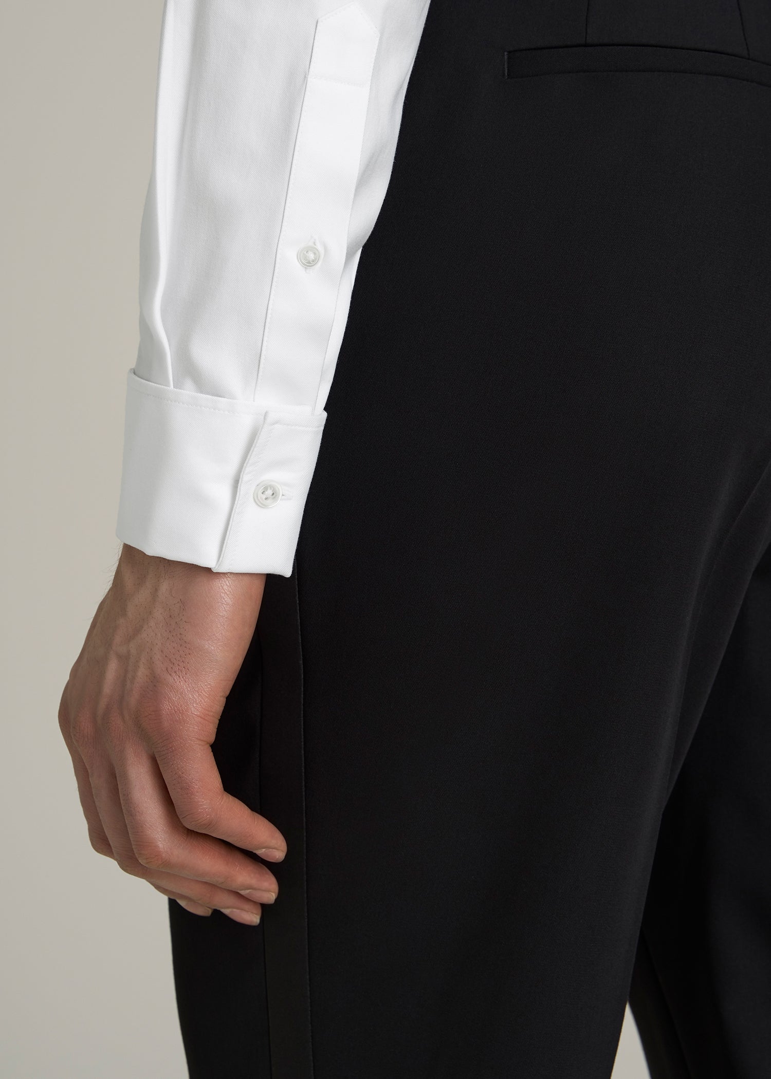 Tuxedo Shirt for Tall Men in White
