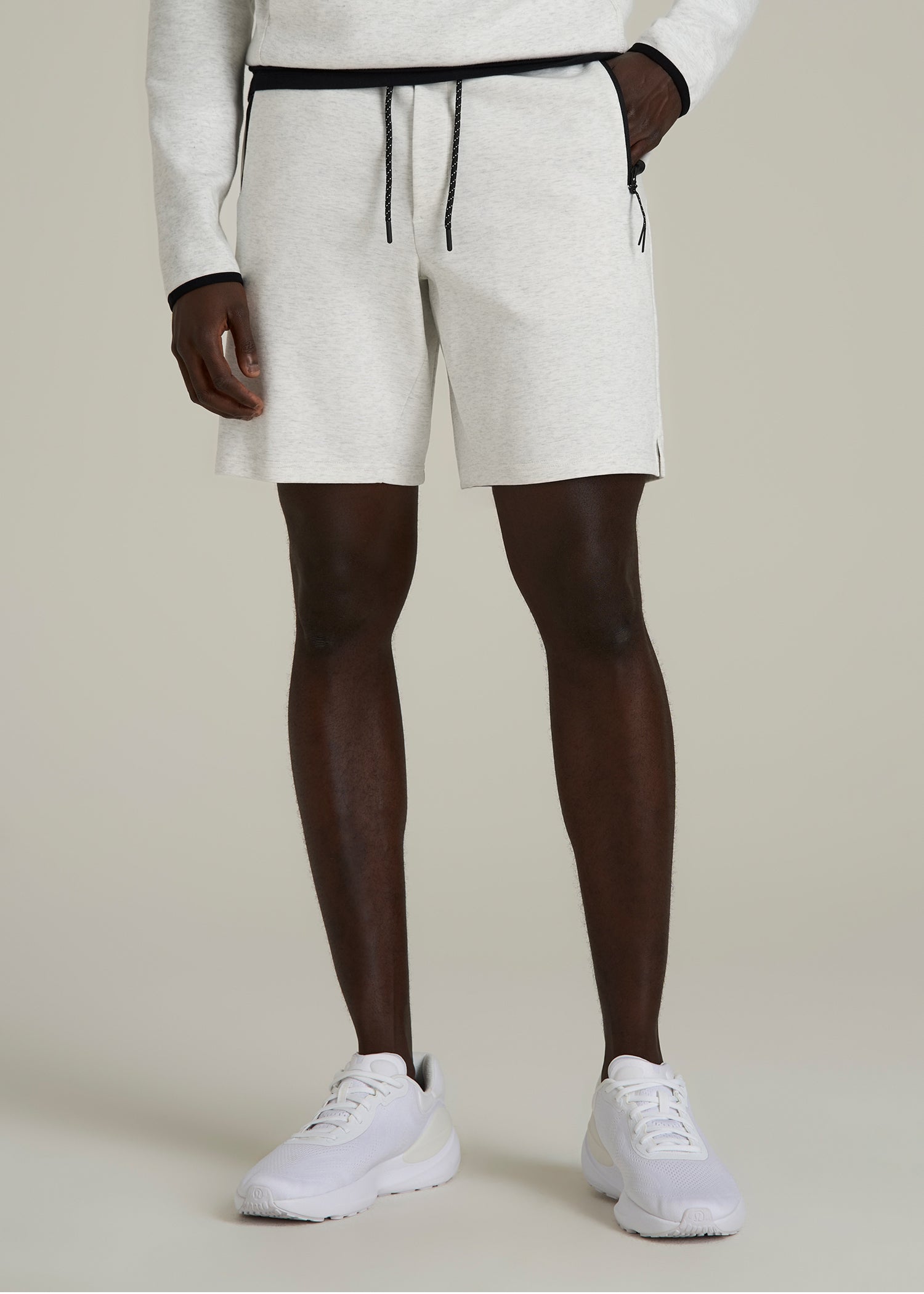 Tech Motion Fleece Shorts for Tall Men in Heather Frost