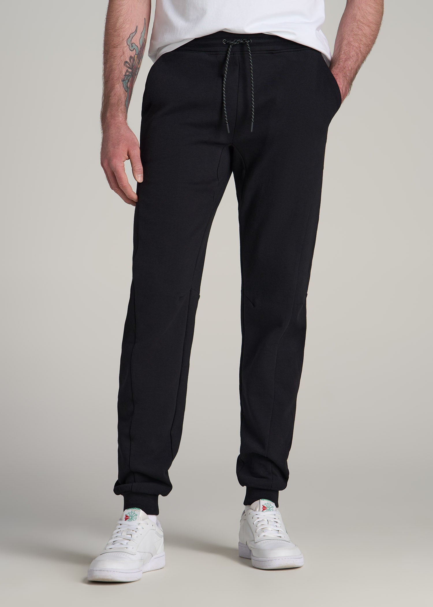 Tech Motion Fleece Joggers for Tall Men in Black