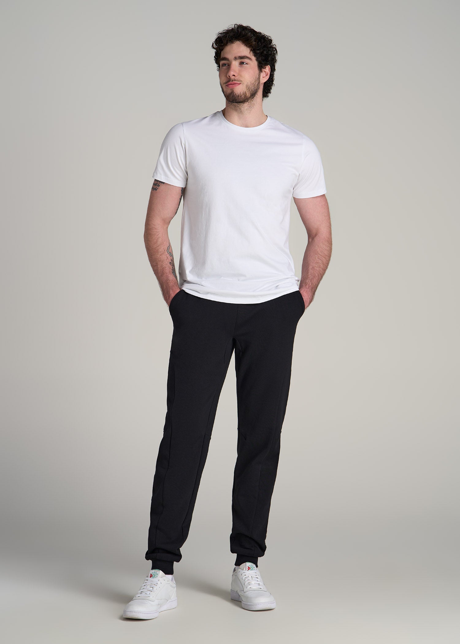 Tech Motion Fleece Joggers for Tall Men in Black