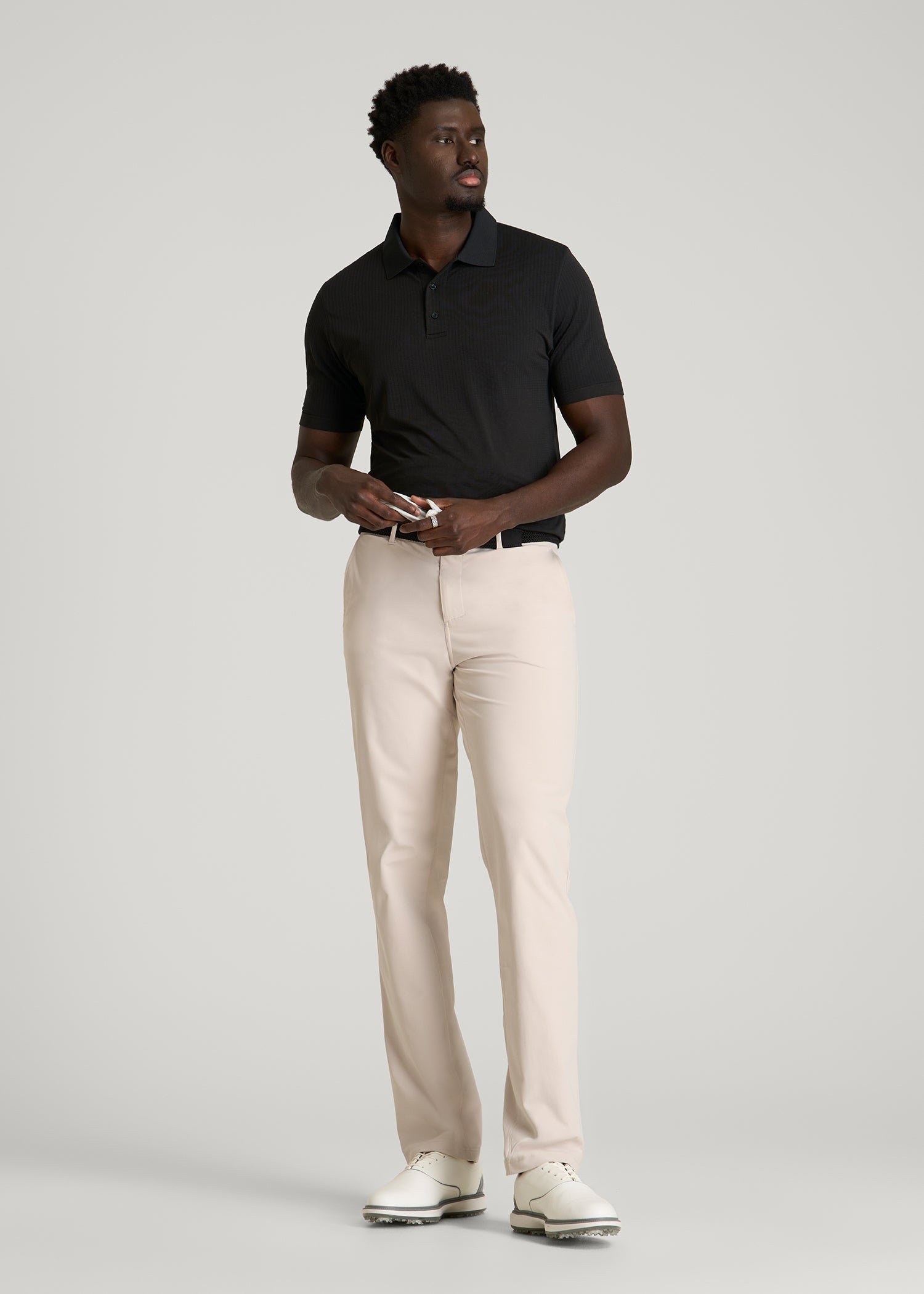 Performance Vented Golf Polo for Tall Men in Black