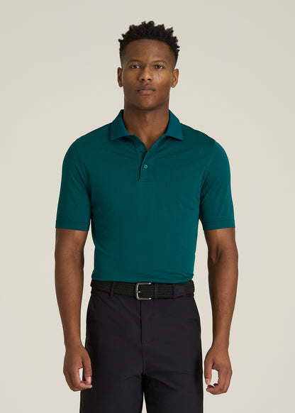 Performance Vented Golf Polo for Tall Men in Deep Teal