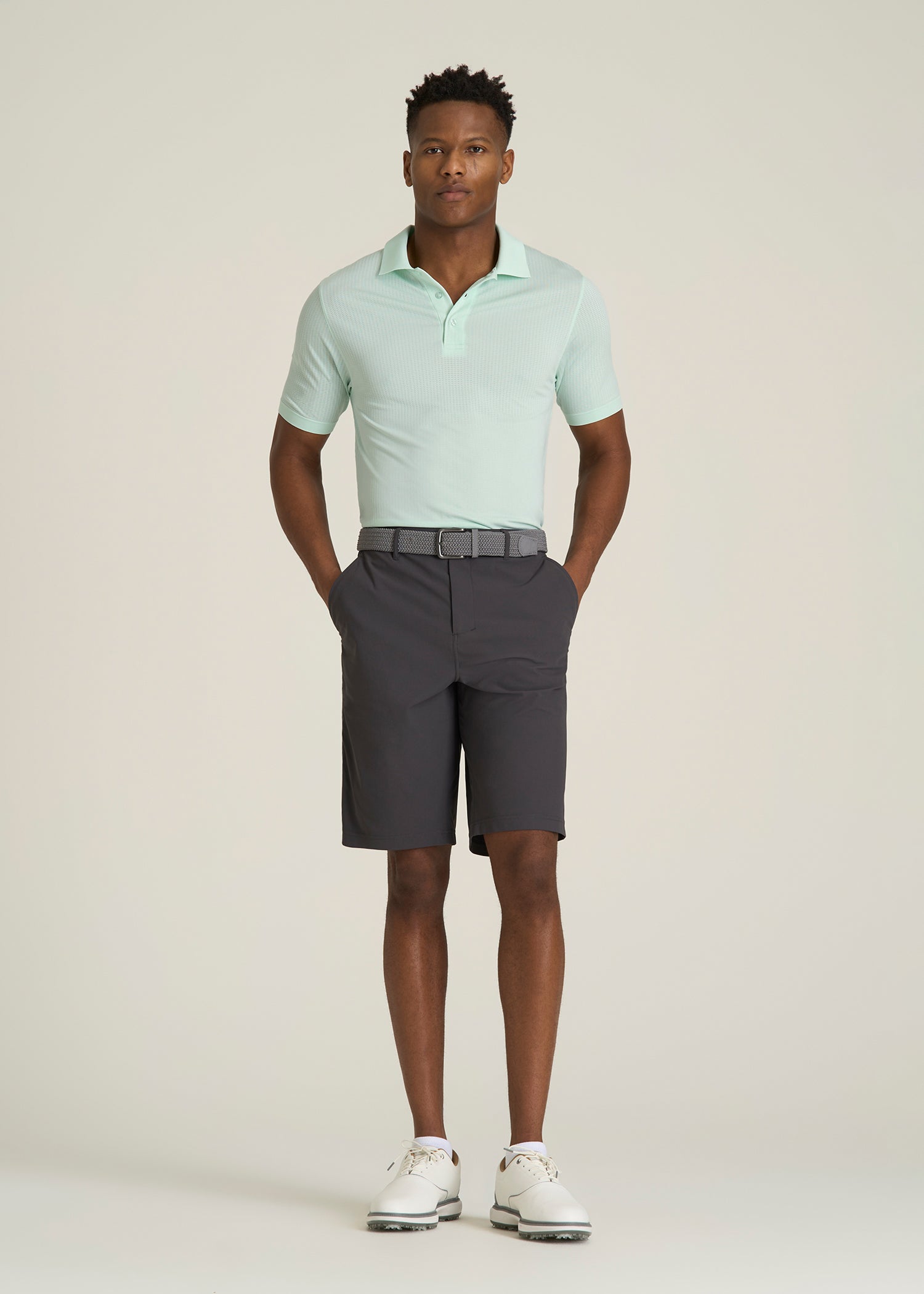 Performance Vented Golf Polo for Tall Men in Opal Blue