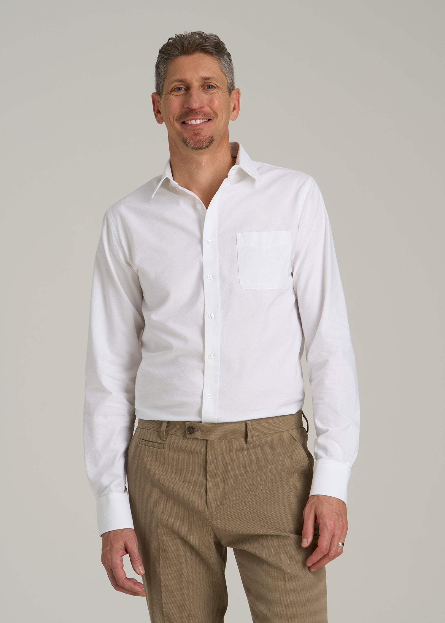 Washed Oxford Shirt for Tall Men in White