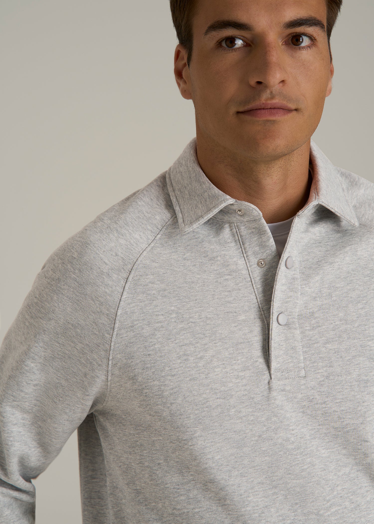 Wearever Fleece Collared Sweatshirt for Tall Men in Grey Mix