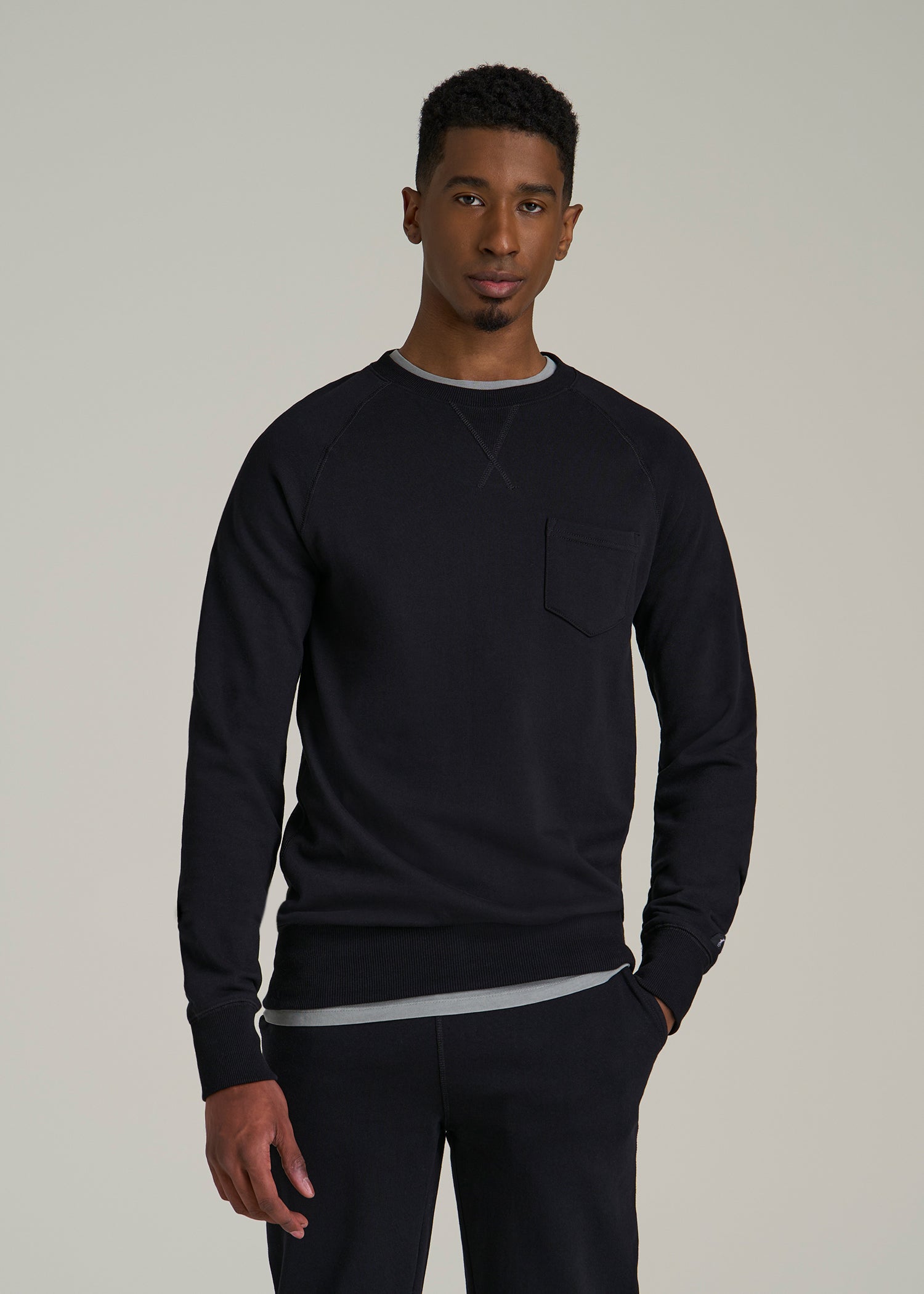 Wearever 2.0 French Terry Crewneck Sweatshirt for Tall Men in Black