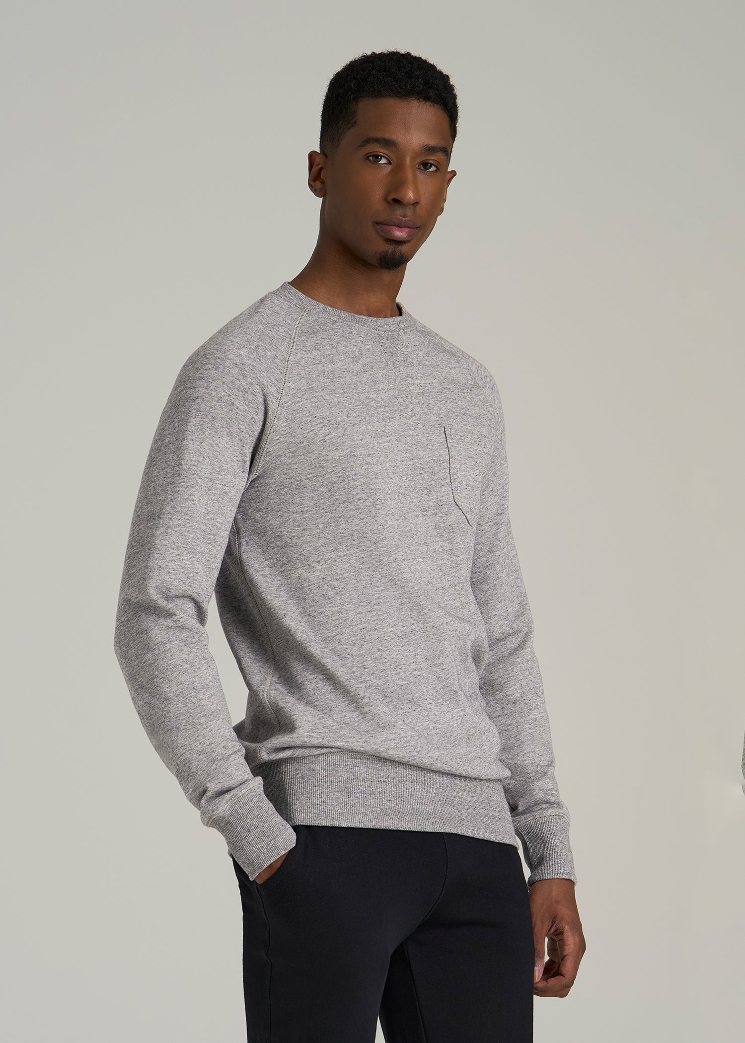 Wearever 2.0 French Terry Crewneck Sweatshirt for Tall Men in Heathered Grey