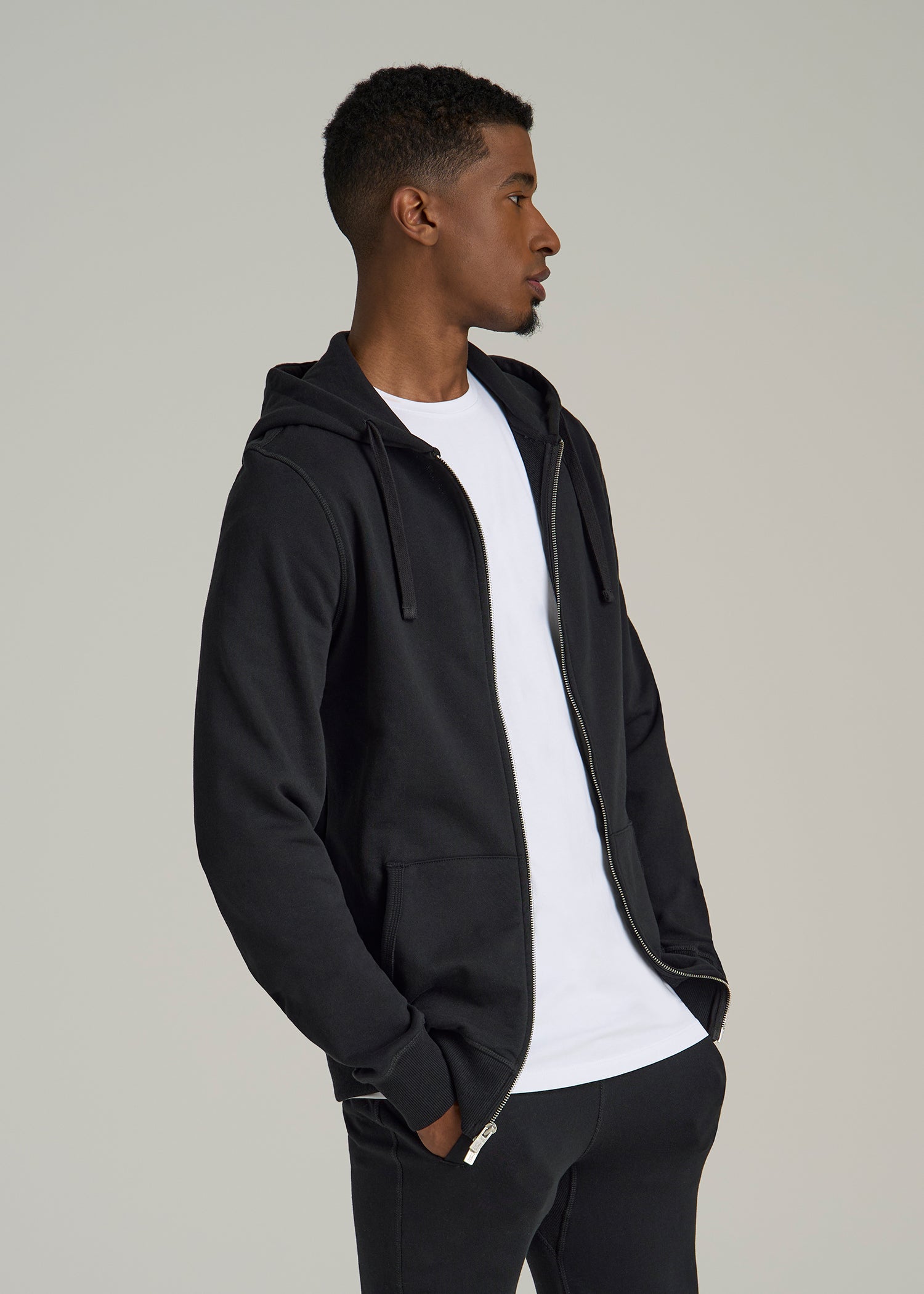 Wearever 2.0 French Terry Full-Zip Hoodie for Tall Men in Black