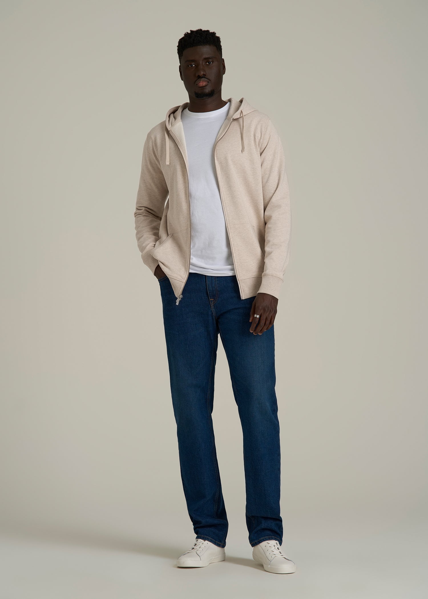 Wearever French Terry Full Zip Hoodie 2.0 in Oatmeal Mix