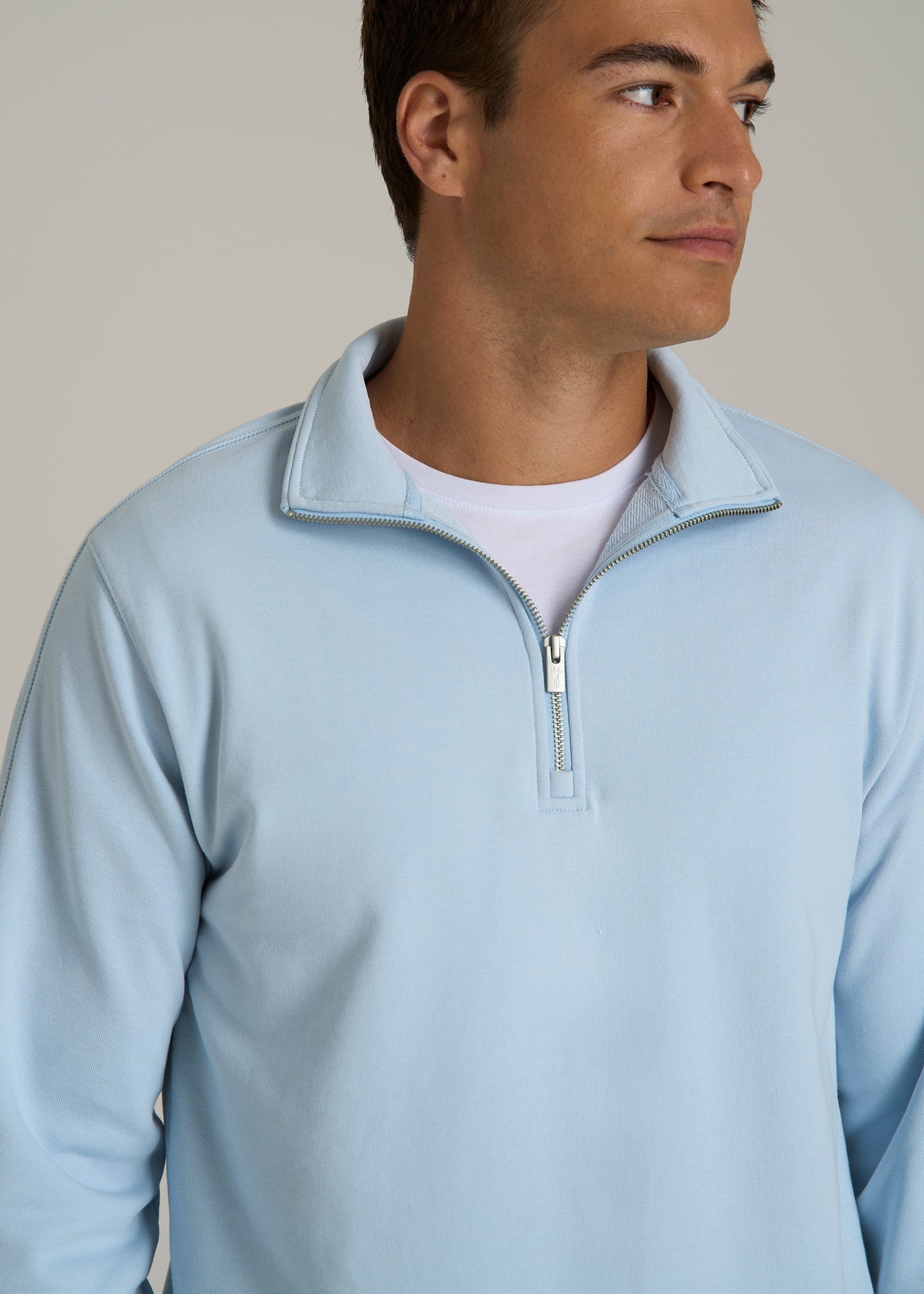 Wearever 2.0 French Terry Quarter-Zip Tall Men's Sweatshirt in Ice Blue