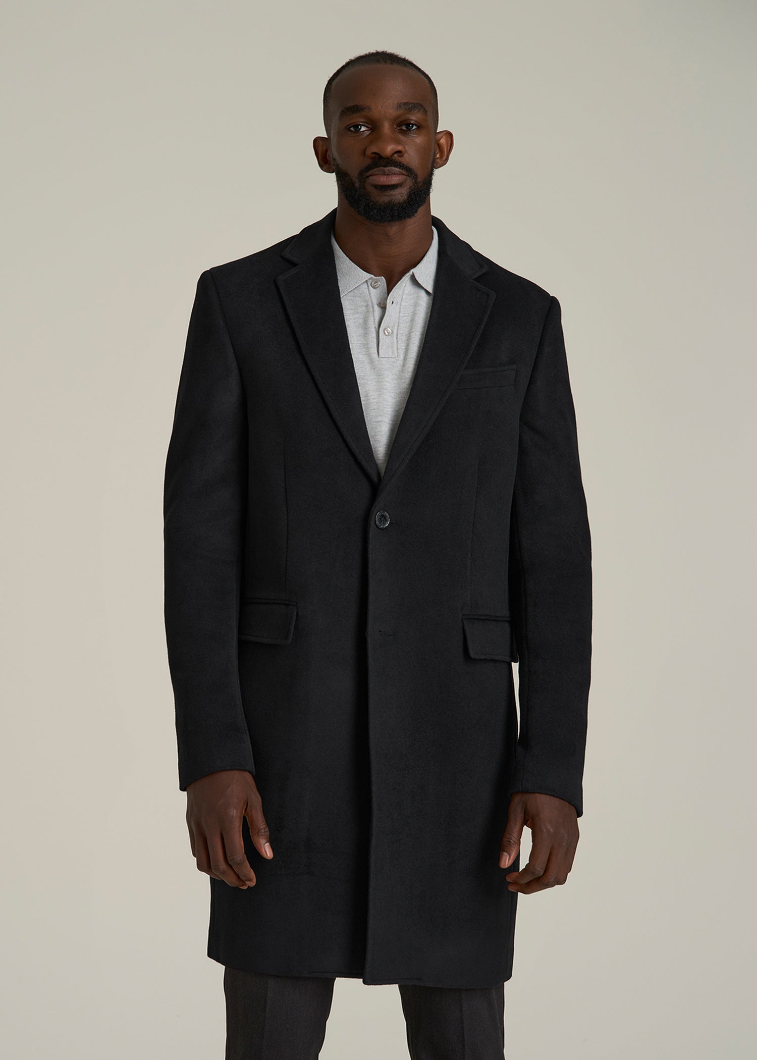Wool Coat for Tall Men in Black