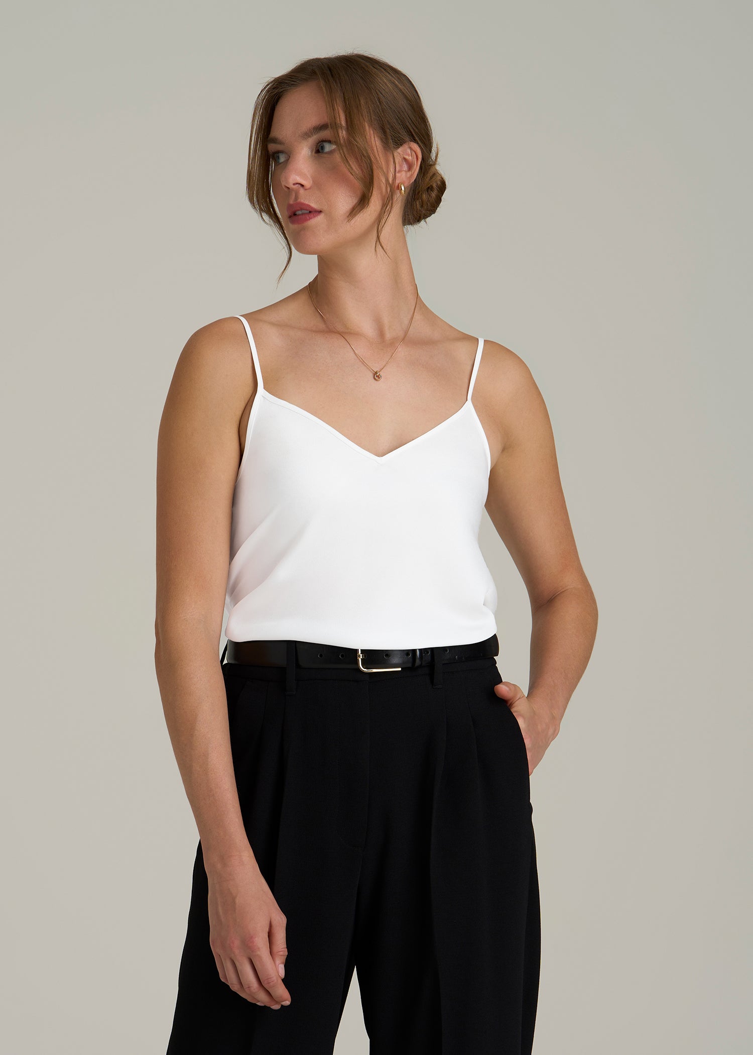 Satin Cami for Tall Women in White