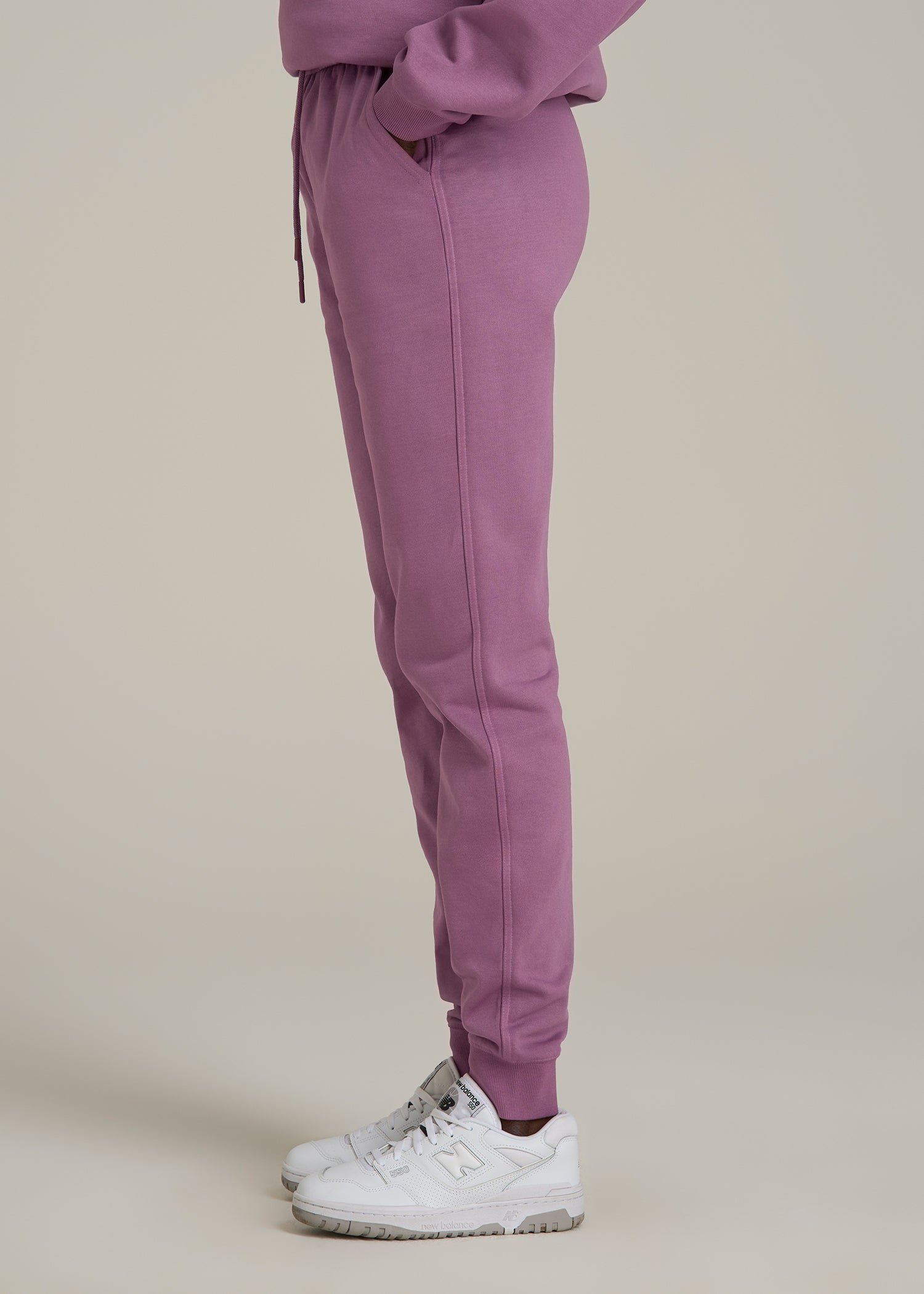 Garment Dyed Joggers for Tall Women in Washed Argyle Purple
