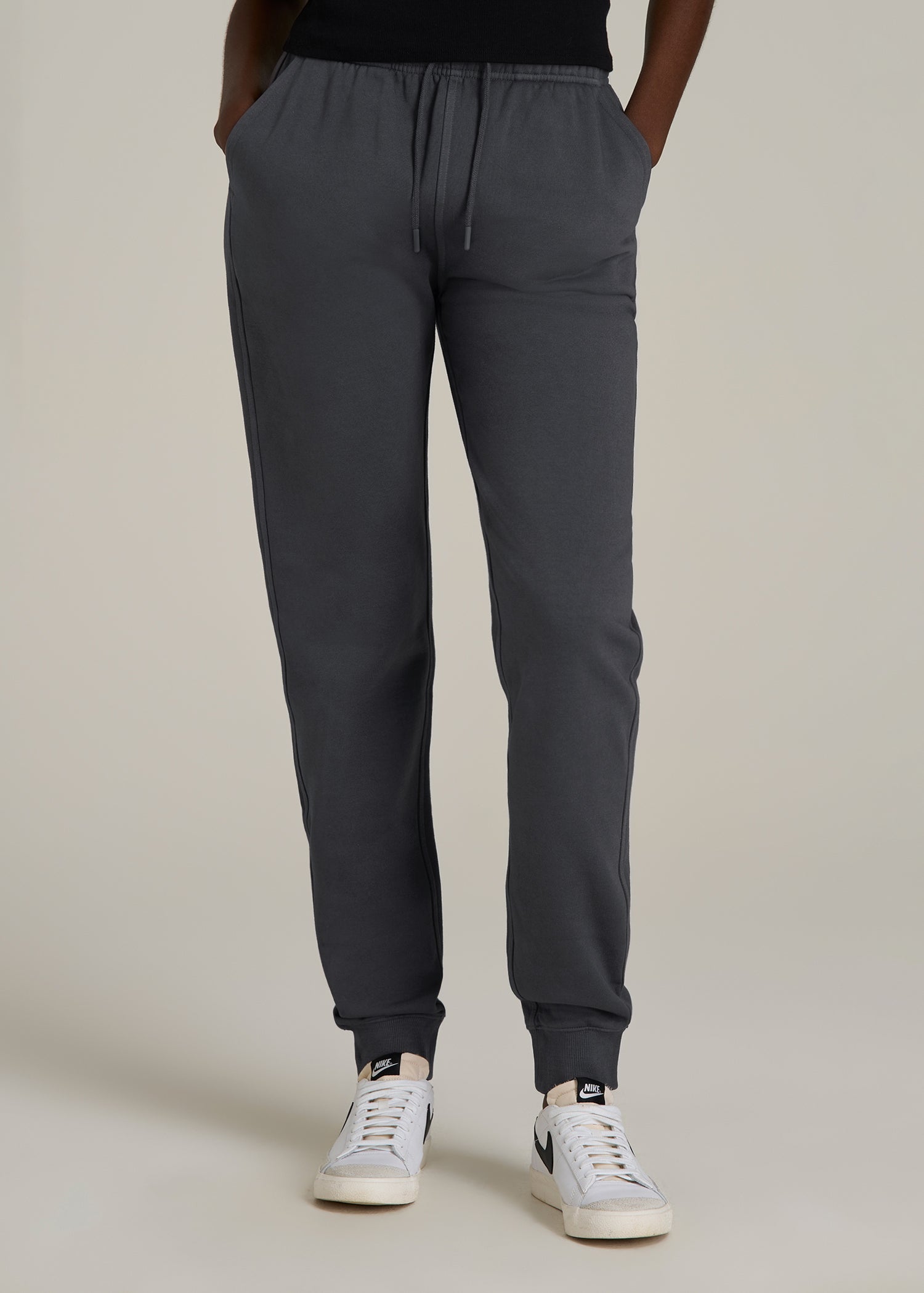 Garment Dyed Joggers for Tall Women in Washed Charcoal Rinse