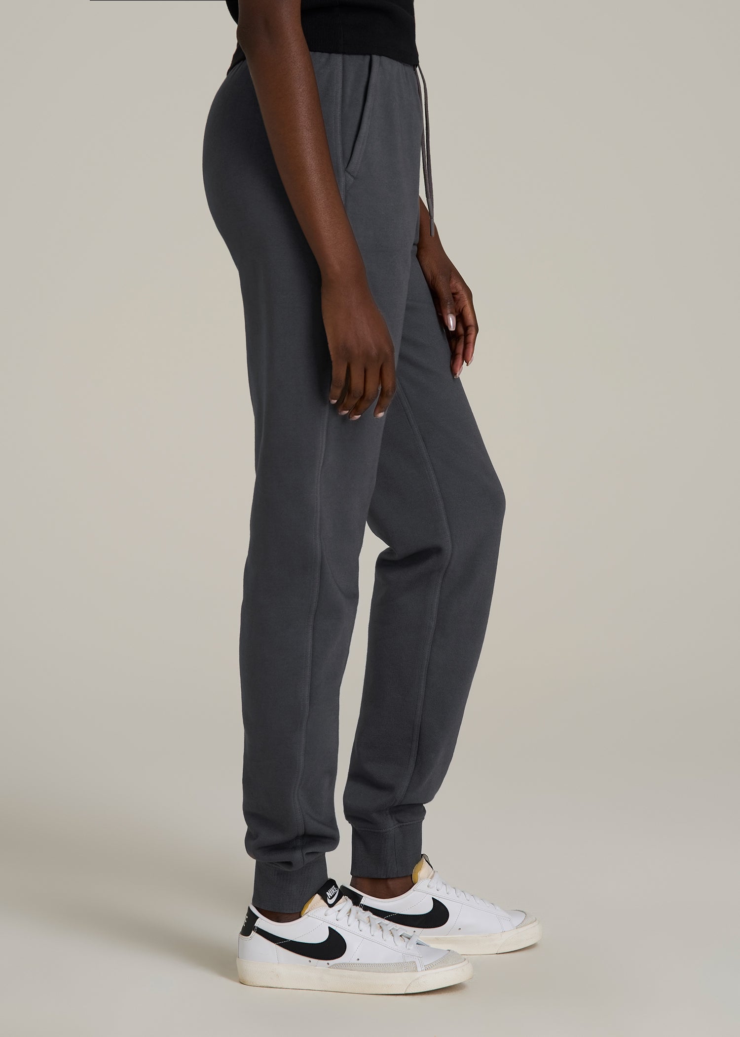 Garment Dyed Joggers for Tall Women in Washed Charcoal Rinse