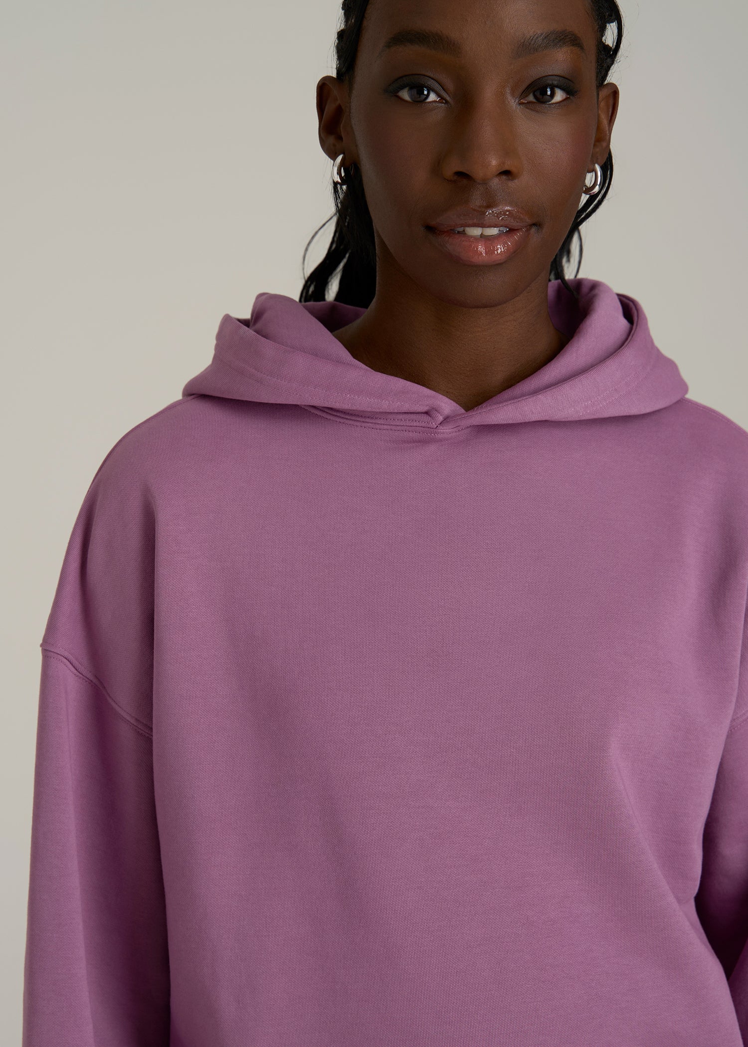 Garment Dyed Hoodie for Tall Women in Argyle Purple