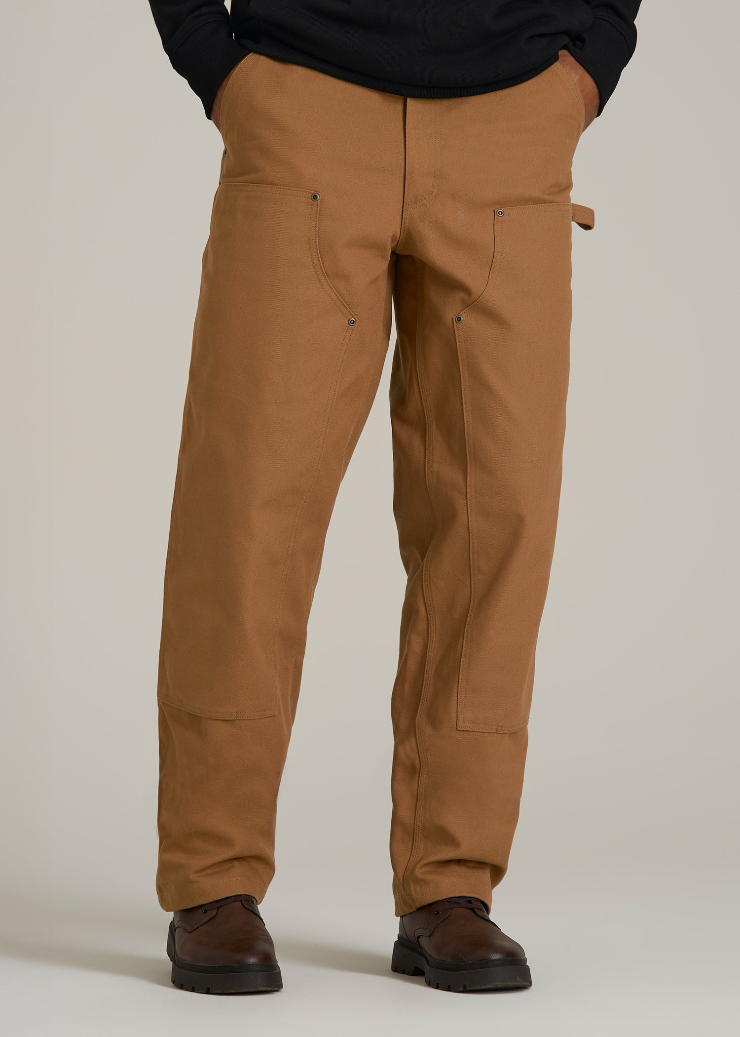 LJ&S Double Front Utility Work Pants for Tall Men in Vintage Tan