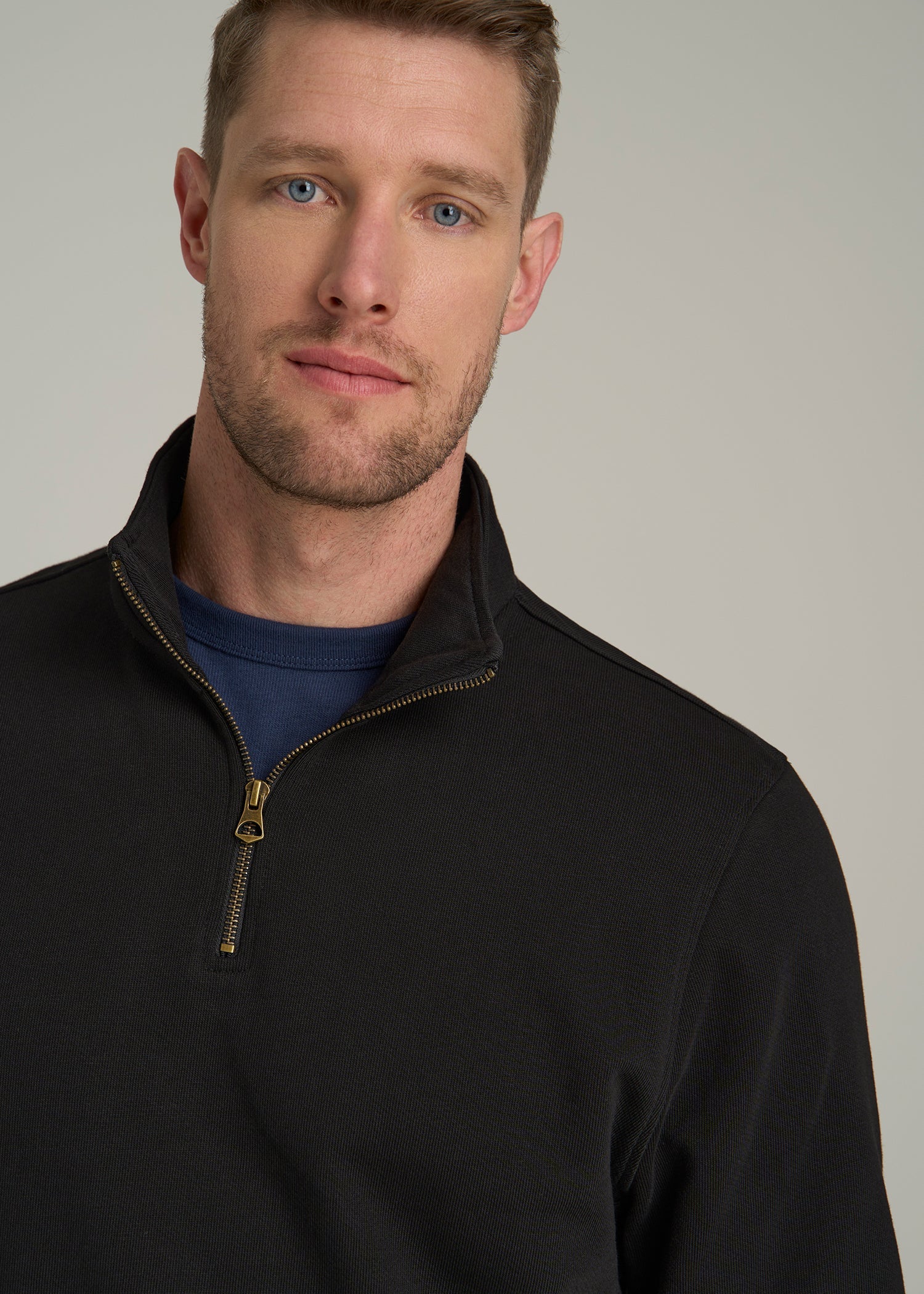 LJ&S Heavyweight Quarter-Zip Pullover for Tall Men in Vintage Black