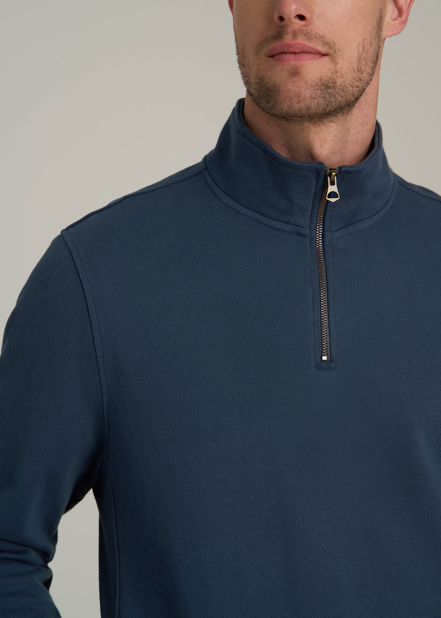 LJ&S Heavyweight Quarter-Zip Pullover for Tall Men in Vintage Midnight Navy